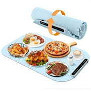 WARMOUNTS Food Warming Mat, Portable Electric Warming Tray w/ 3 Adjustable Temperature, Full-Surface Heating in 10s, 3 Hour Auto Shut-Off, Roll Up Silicone Heating Pad for Food Buffet Home Daily Use
